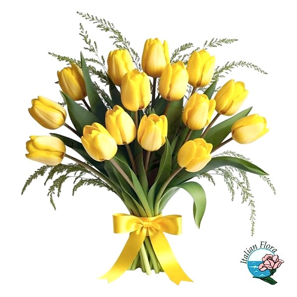 Bouquet of yellow tulips