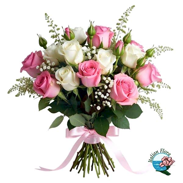 White and pink roses